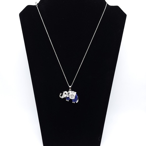 Elephant Necklace Lapis Lazuli 18in Boho Spiritual - Picture 2 of 2